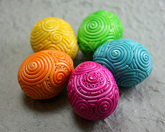 Rainbow filigree quail eggs by starlessdesigns