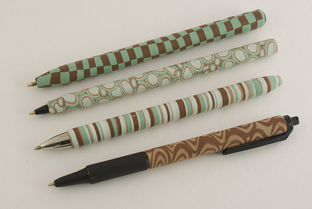 Cane-Covered Polymer Clay Pens by Crafty Goat