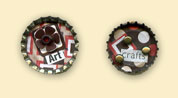 Arts and Crafts Collage Bottle cap Pins